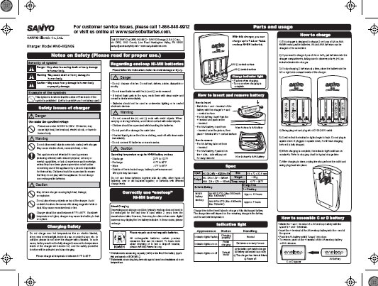 Sanyo Battery Charger Instructions PDF